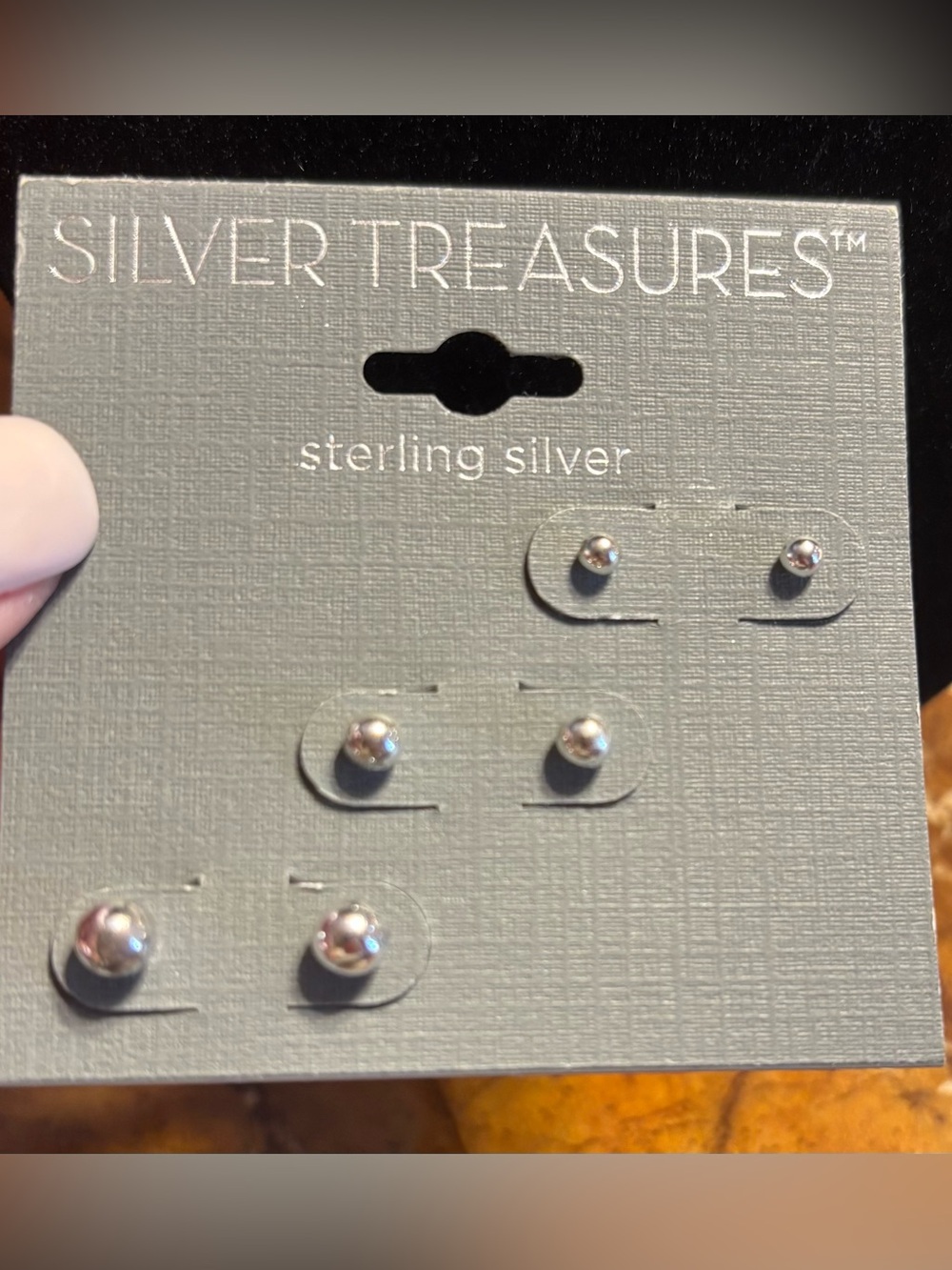 Sterling Silver Ball Stud Earring Set - Silver